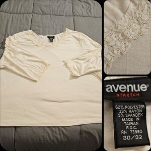 SIZE 30W 32W Avenue Stretch shirt lace trim (B57)